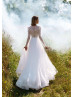 Long Sleeves Beaded White Lace Tulle Vintage Wedding Dress
